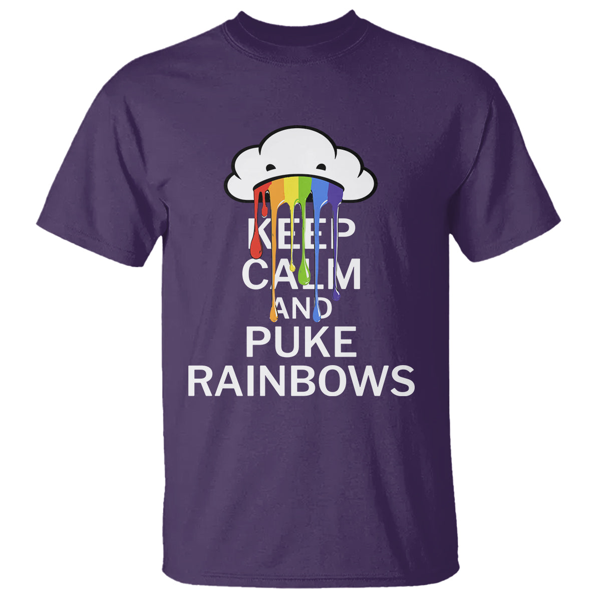 Funny LGBT Pride T Shirt Keep Calm And Puke Rainbow - Wonder Print Shop