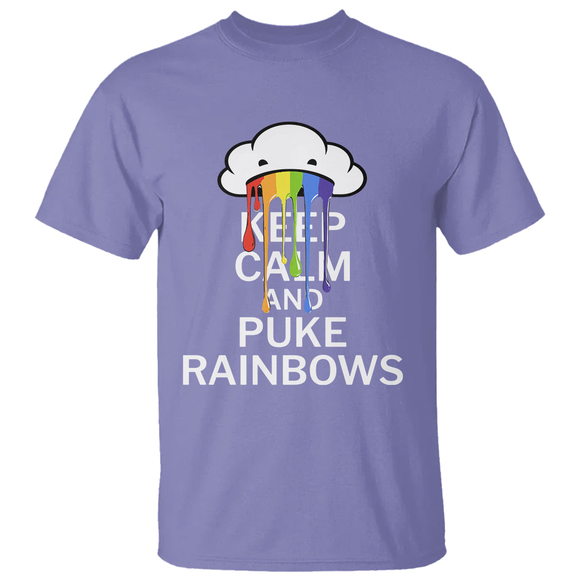 Funny LGBT Pride T Shirt Keep Calm And Puke Rainbow - Wonder Print Shop