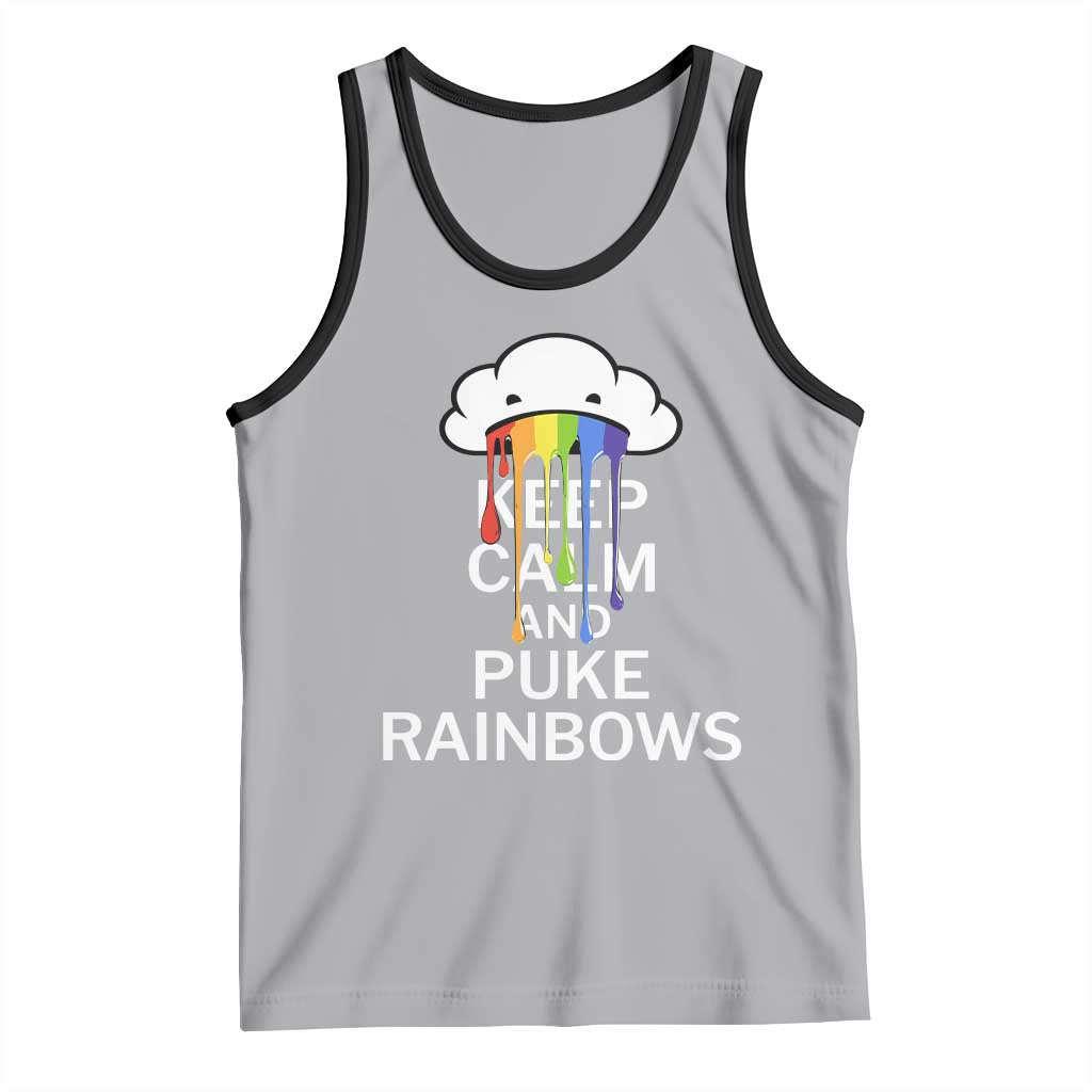 Funny LGBT Pride Tank Top Keep Calm And Puke Rainbow