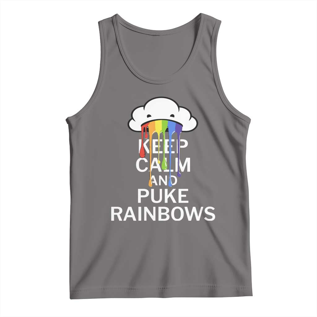 Funny LGBT Pride Tank Top Keep Calm And Puke Rainbow