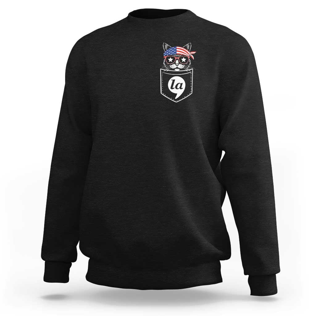 Harris Supporter Sweatshirt Comma-La Pocket American Cat Lady - Wonder Print Shop