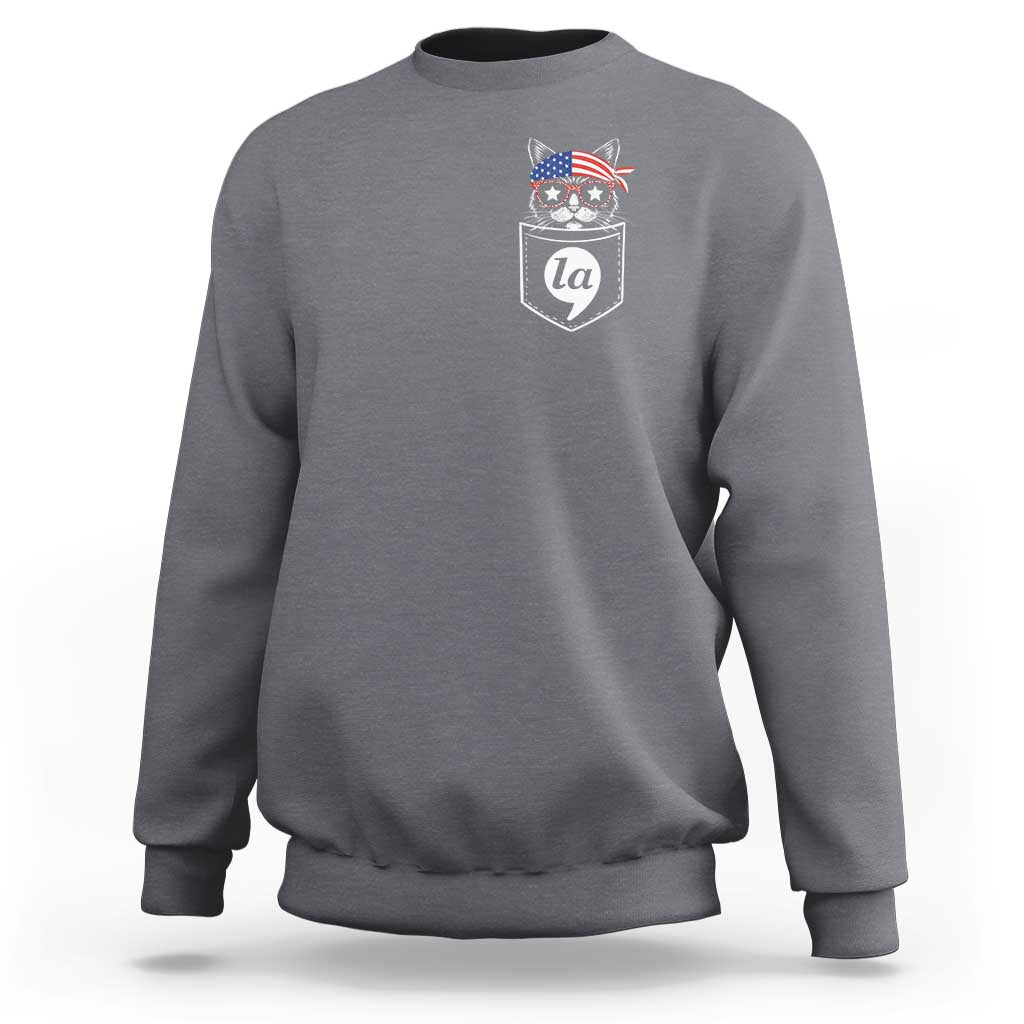 Harris Supporter Sweatshirt Comma-La Pocket American Cat Lady - Wonder Print Shop