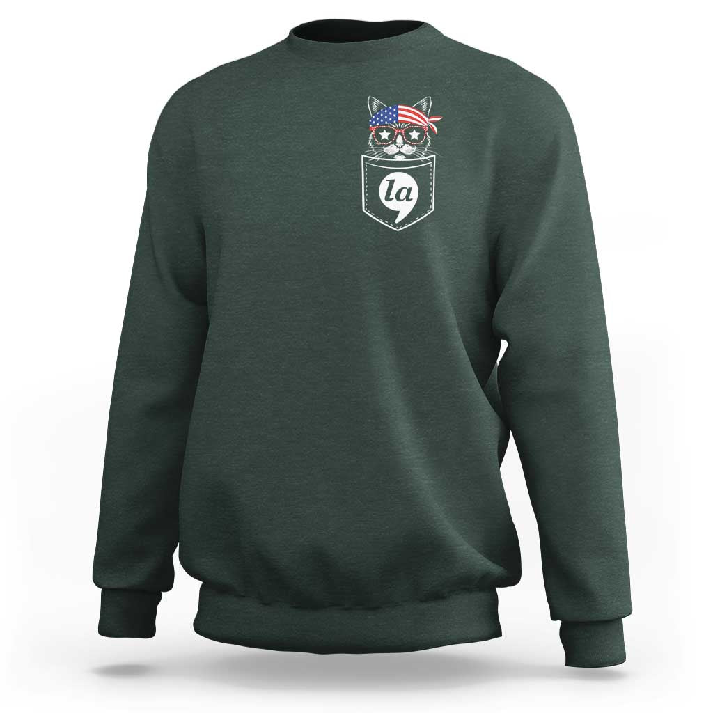 Harris Supporter Sweatshirt Comma-La Pocket American Cat Lady - Wonder Print Shop