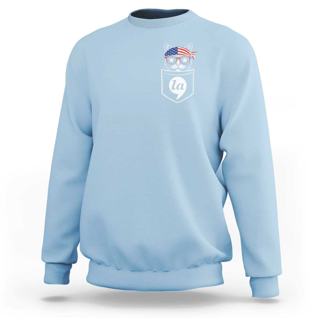 Harris Supporter Sweatshirt Comma-La Pocket American Cat Lady - Wonder Print Shop