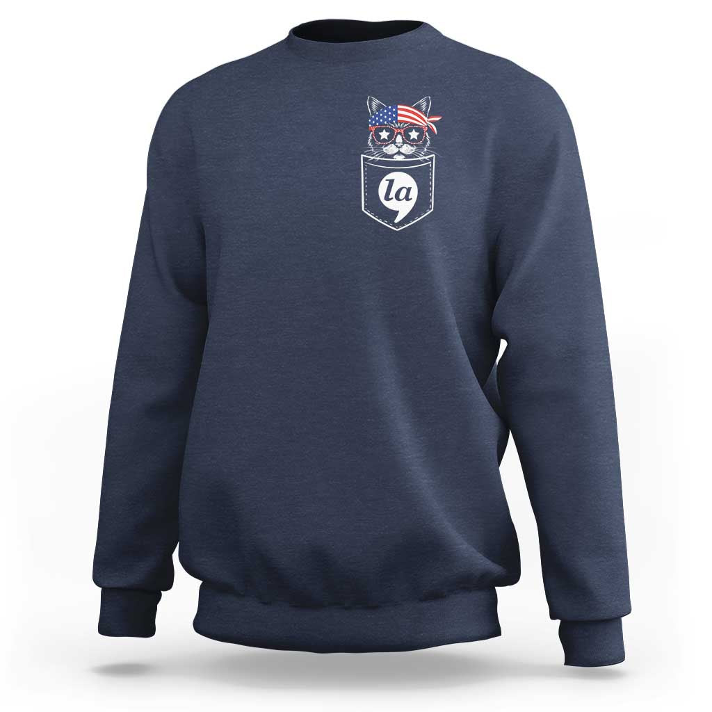 Harris Supporter Sweatshirt Comma-La Pocket American Cat Lady - Wonder Print Shop