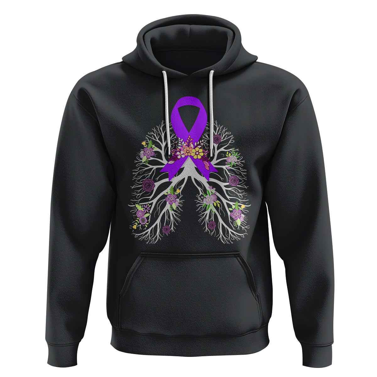 Just Breathe Purple Ribbon CF Cystic Fibrosis Awareness Hoodie - Wonder Print Shop