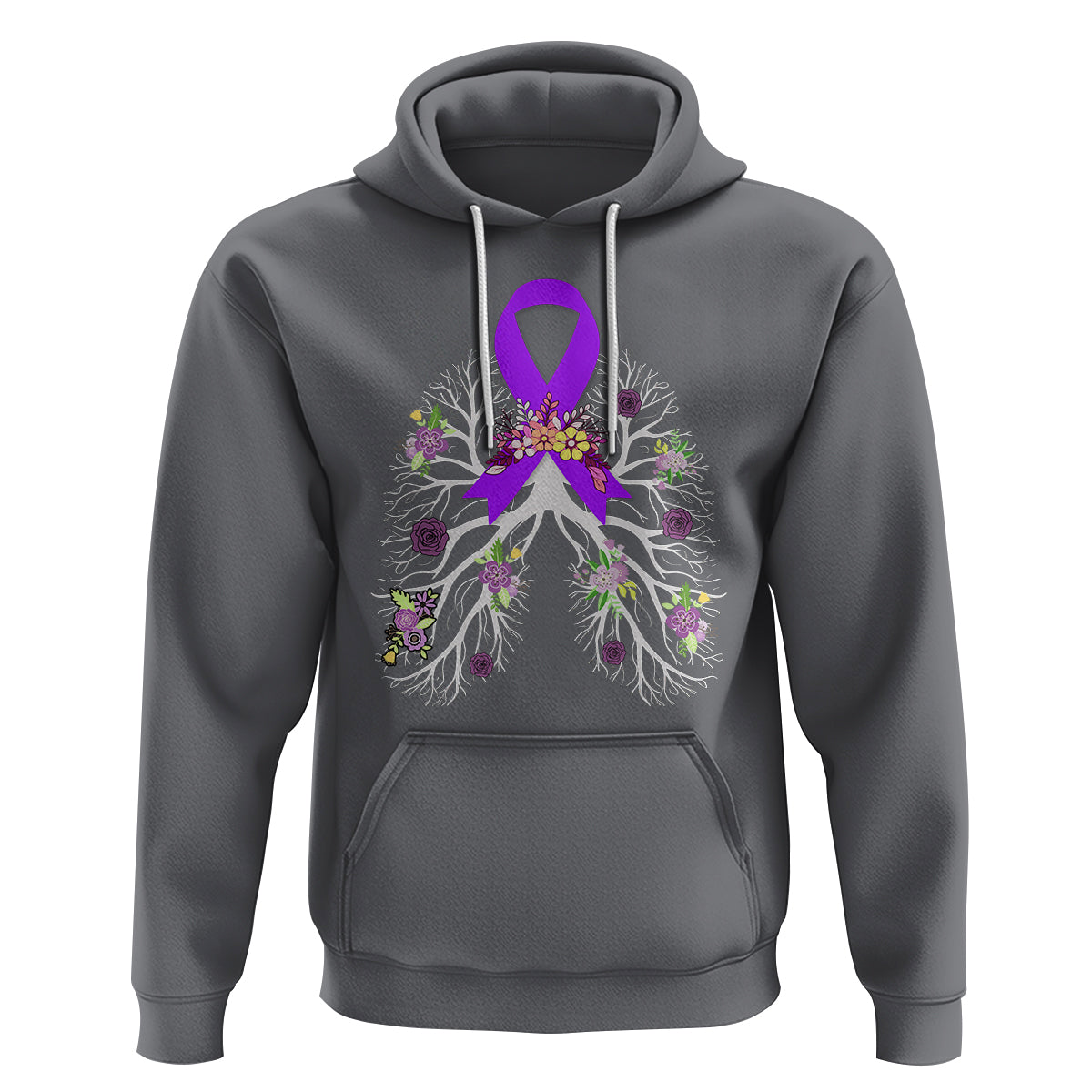 Just Breathe Purple Ribbon CF Cystic Fibrosis Awareness Hoodie - Wonder Print Shop