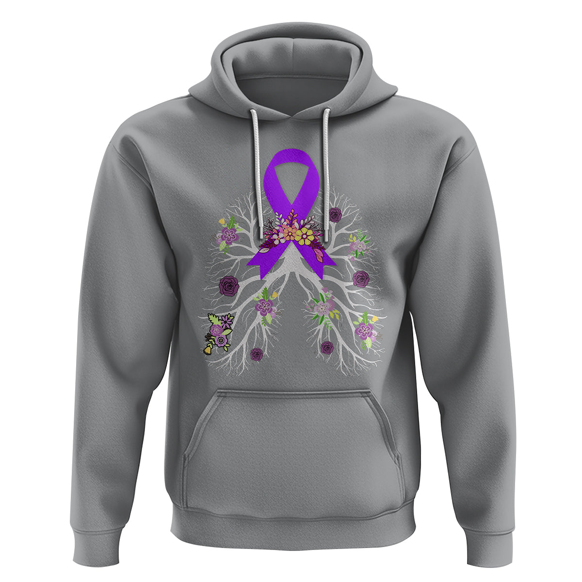 Just Breathe Purple Ribbon CF Cystic Fibrosis Awareness Hoodie - Wonder Print Shop