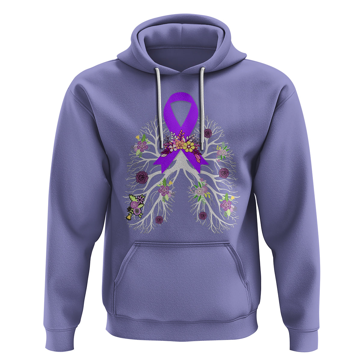 Just Breathe Purple Ribbon CF Cystic Fibrosis Awareness Hoodie - Wonder Print Shop