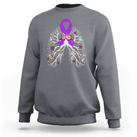 Just Breathe Purple Ribbon CF Cystic Fibrosis Awareness Sweatshirt - Wonder Print Shop