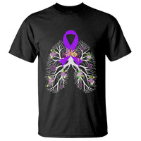Just Breathe Purple Ribbon CF Cystic Fibrosis Awareness T Shirt - Wonder Print Shop
