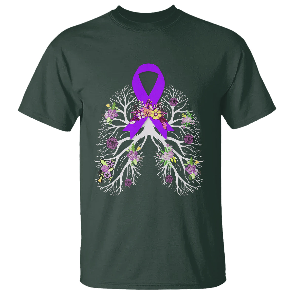 Just Breathe Purple Ribbon CF Cystic Fibrosis Awareness T Shirt - Wonder Print Shop