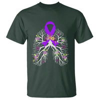 Just Breathe Purple Ribbon CF Cystic Fibrosis Awareness T Shirt - Wonder Print Shop