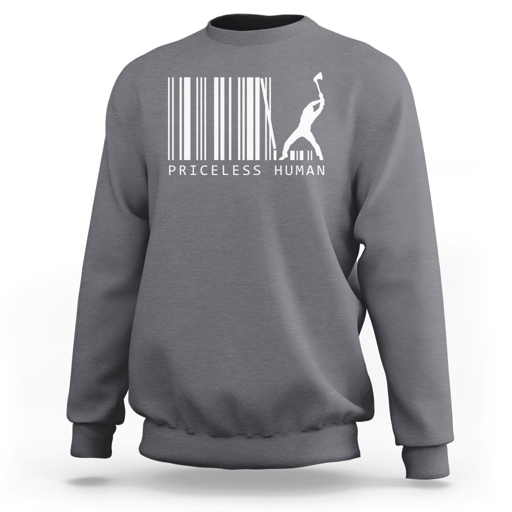 Priceless Human Funny Barcode Sweatshirt - Wonder Print Shop