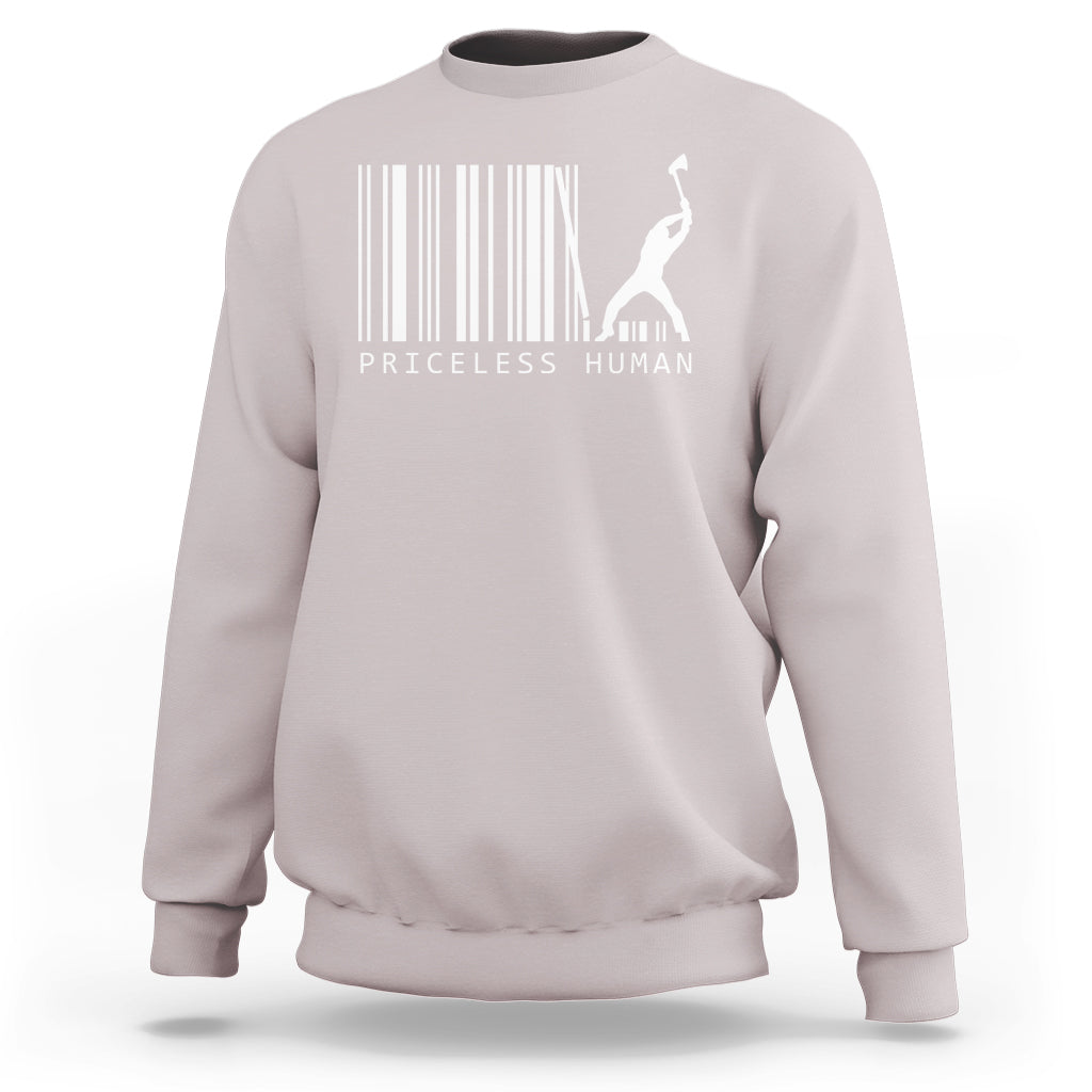 Priceless Human Funny Barcode Sweatshirt - Wonder Print Shop