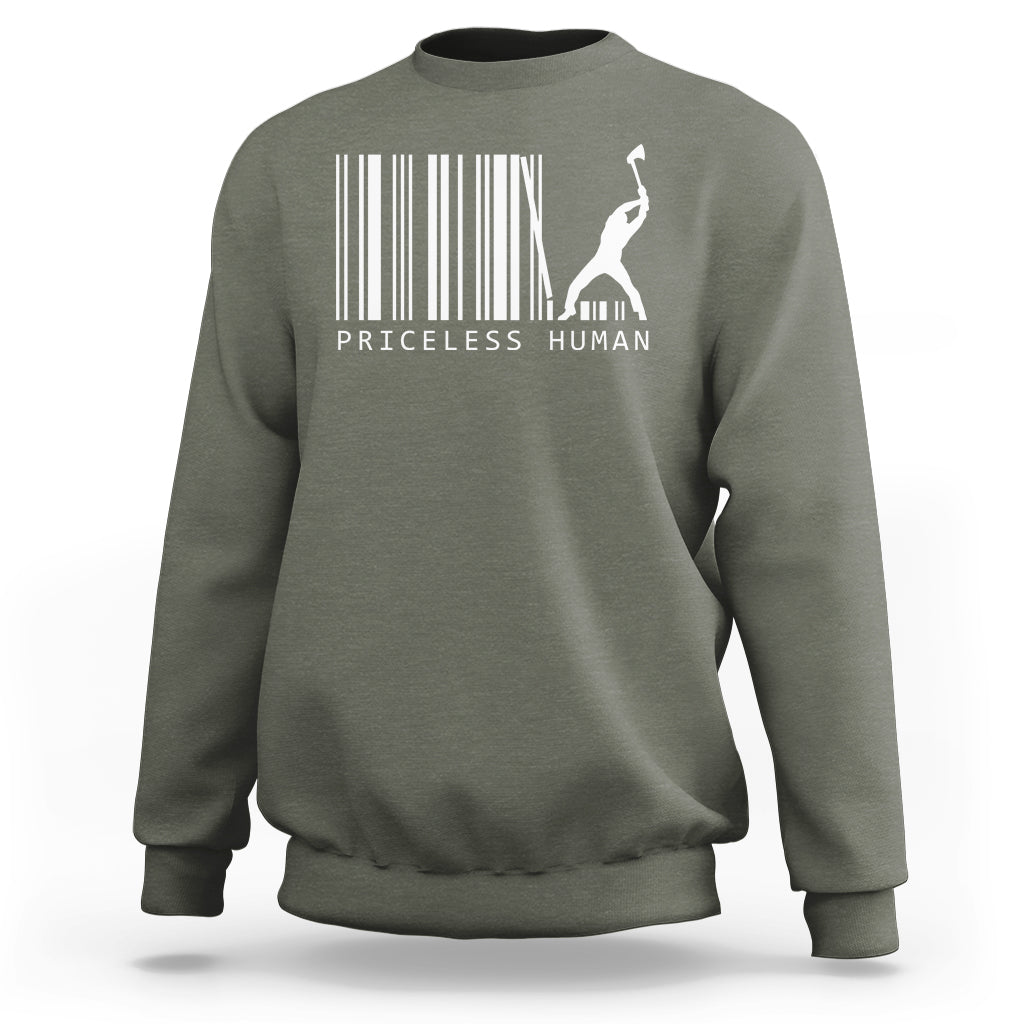 Priceless Human Funny Barcode Sweatshirt - Wonder Print Shop