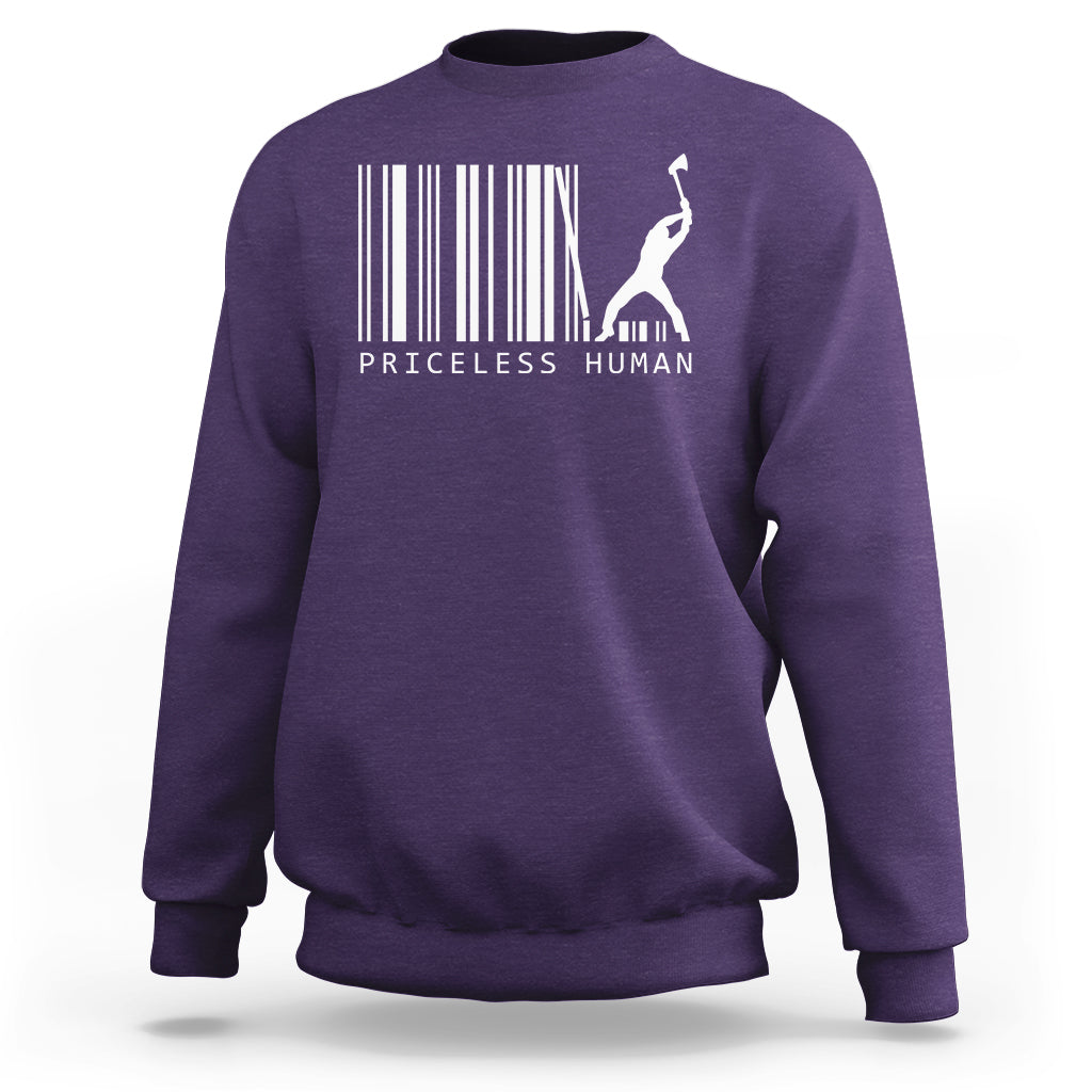 Priceless Human Funny Barcode Sweatshirt - Wonder Print Shop