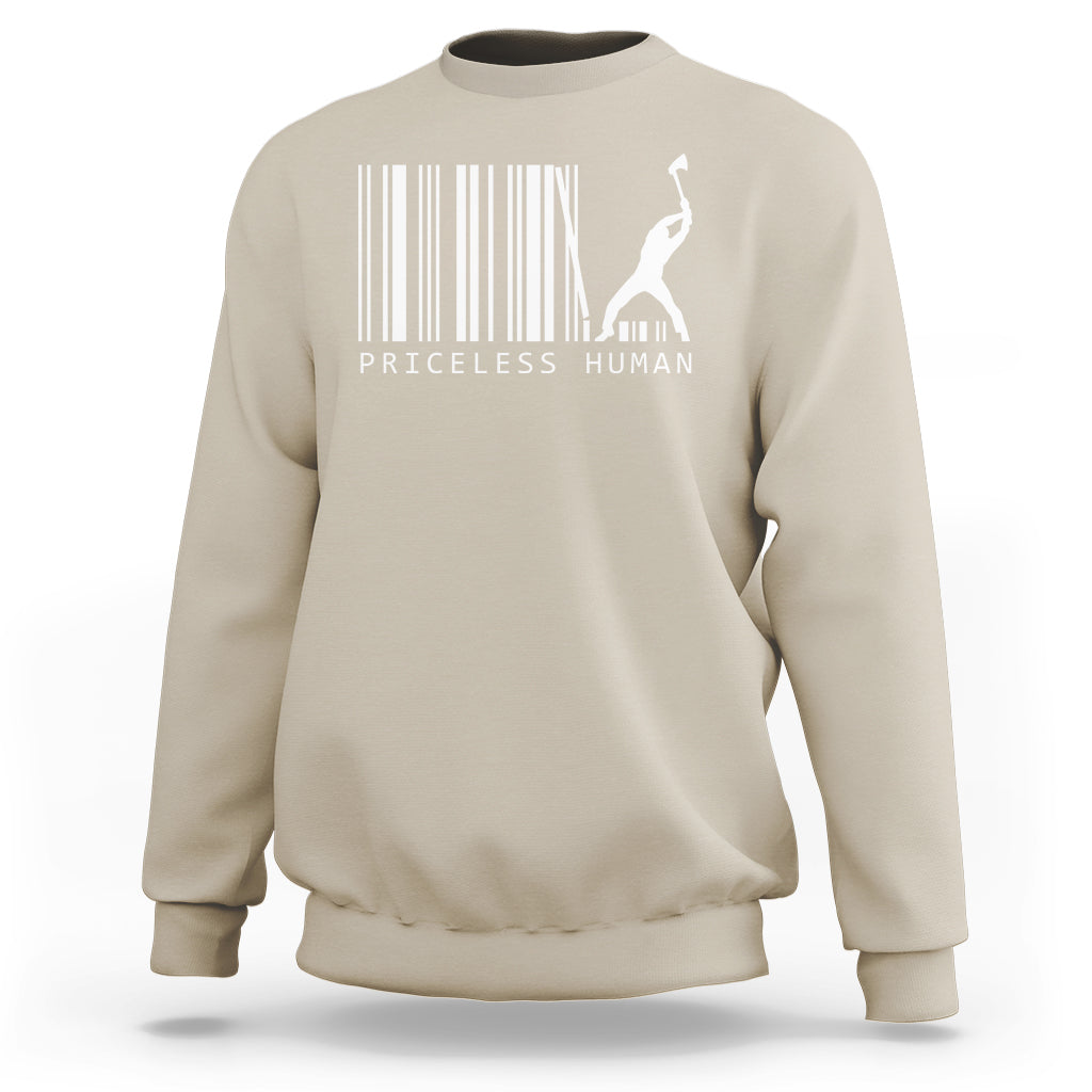 Priceless Human Funny Barcode Sweatshirt - Wonder Print Shop