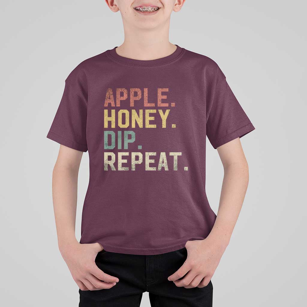 Rosh Hashanah Jewish T Shirt For Kid Apple Honey Dip Repeat - Wonder Print Shop