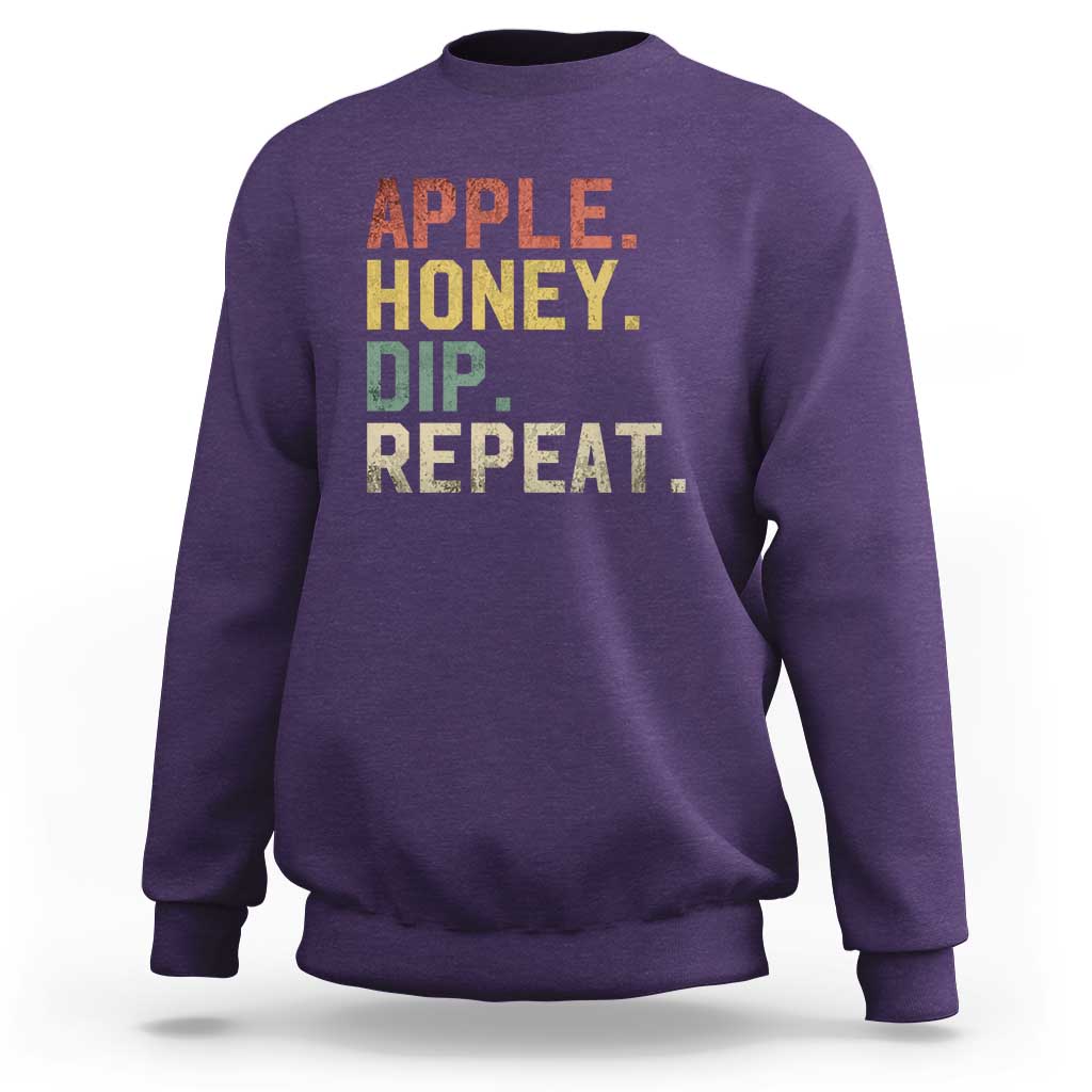 Rosh Hashanah Jewish Sweatshirt Apple Honey Dip Repeat - Wonder Print Shop