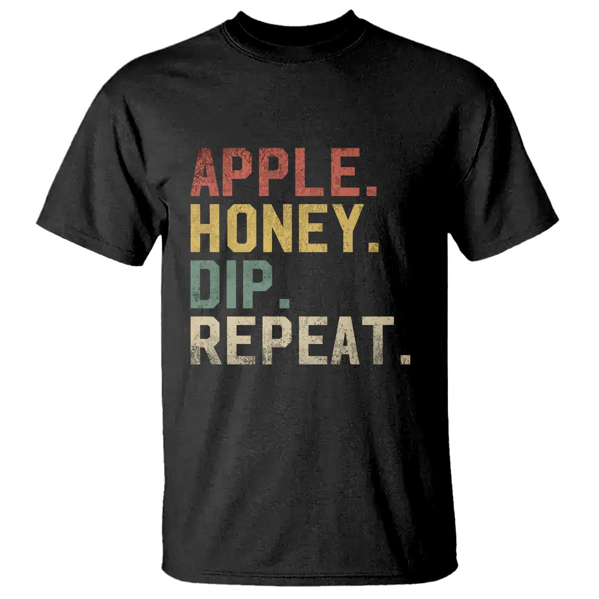 Rosh Hashanah Jewish T Shirt Apple Honey Dip Repeat - Wonder Print Shop