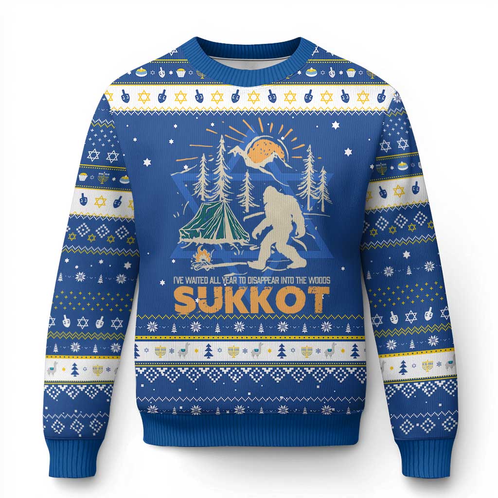 Funny Sukkot Hanukkah Ugly Sweater I've Waited All Year For Sukkot Bigfoot Jewish Holiday - Wonder Print Shop