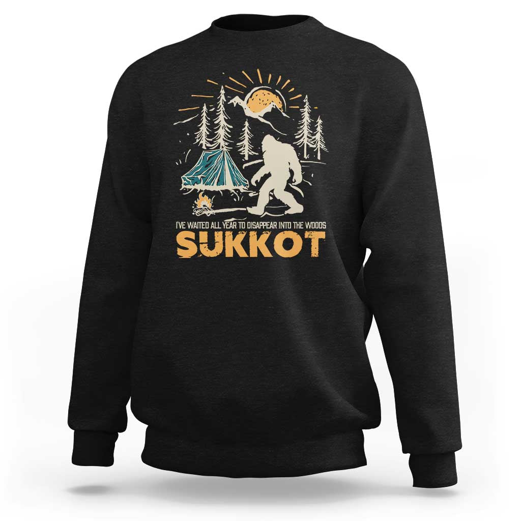 Funny Sukkot Sweatshirt I've Waited All Year For Sukkot Bigfoot Jewish Holiday - Wonder Print Shop