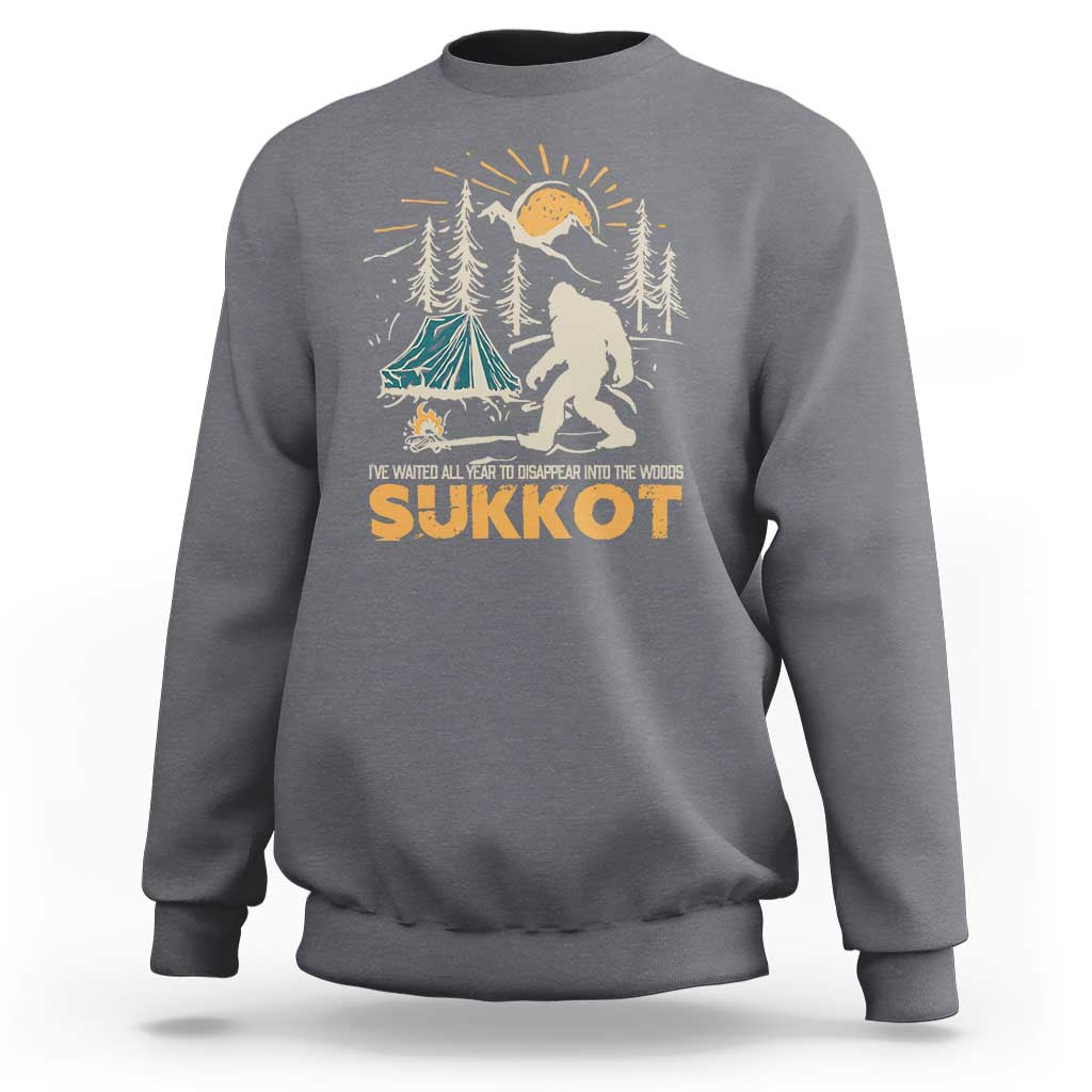 Funny Sukkot Sweatshirt I've Waited All Year For Sukkot Bigfoot Jewish Holiday - Wonder Print Shop