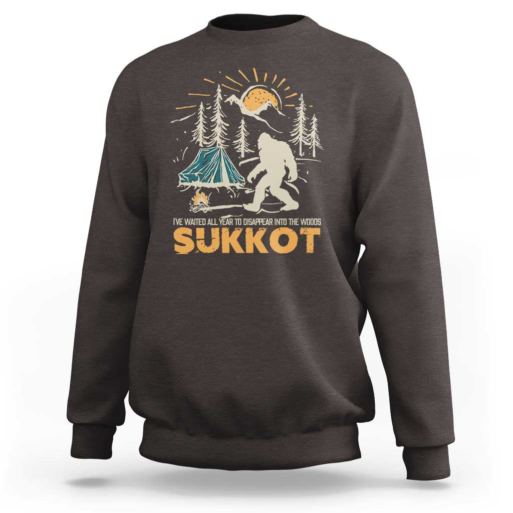 Funny Sukkot Sweatshirt I've Waited All Year For Sukkot Bigfoot Jewish Holiday - Wonder Print Shop