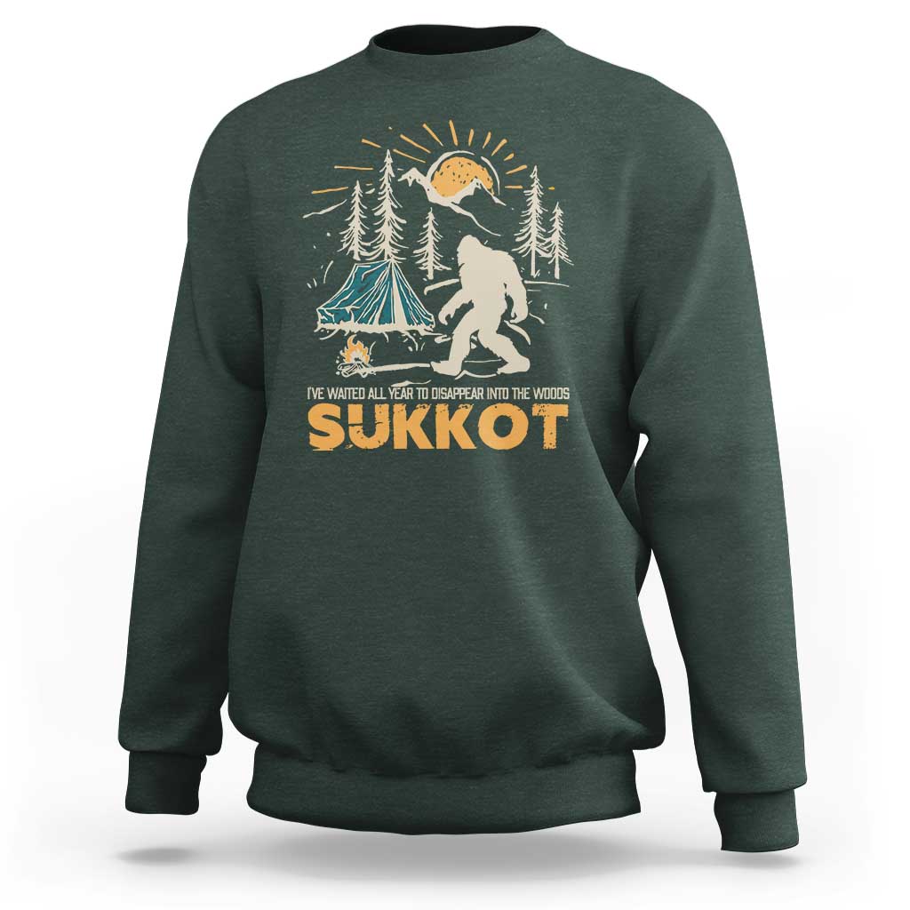 Funny Sukkot Sweatshirt I've Waited All Year For Sukkot Bigfoot Jewish Holiday - Wonder Print Shop