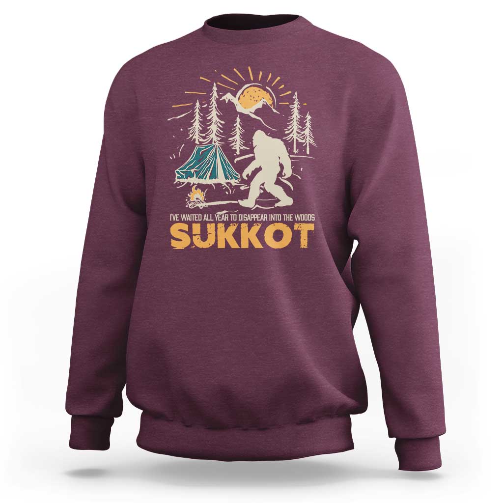 Funny Sukkot Sweatshirt I've Waited All Year For Sukkot Bigfoot Jewish Holiday - Wonder Print Shop