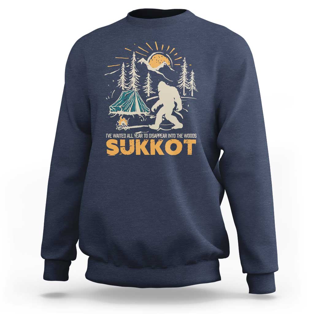 Funny Sukkot Sweatshirt I've Waited All Year For Sukkot Bigfoot Jewish Holiday - Wonder Print Shop