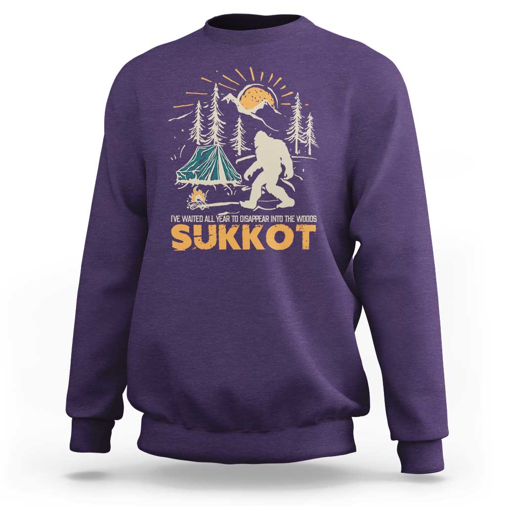 Funny Sukkot Sweatshirt I've Waited All Year For Sukkot Bigfoot Jewish Holiday - Wonder Print Shop
