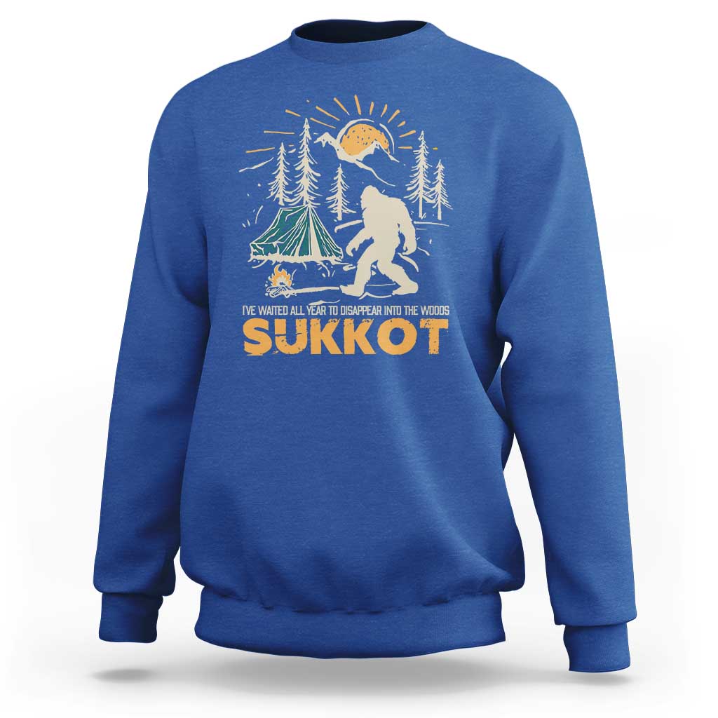 Funny Sukkot Sweatshirt I've Waited All Year For Sukkot Bigfoot Jewish Holiday - Wonder Print Shop