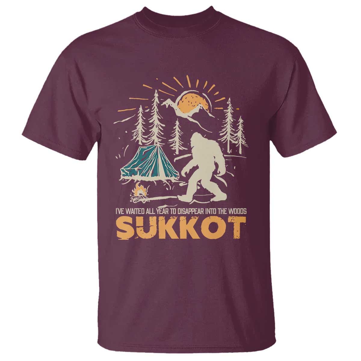 Funny Sukkot T Shirt I've Waited All Year For Sukkot Bigfoot Jewish Holiday - Wonder Print Shop