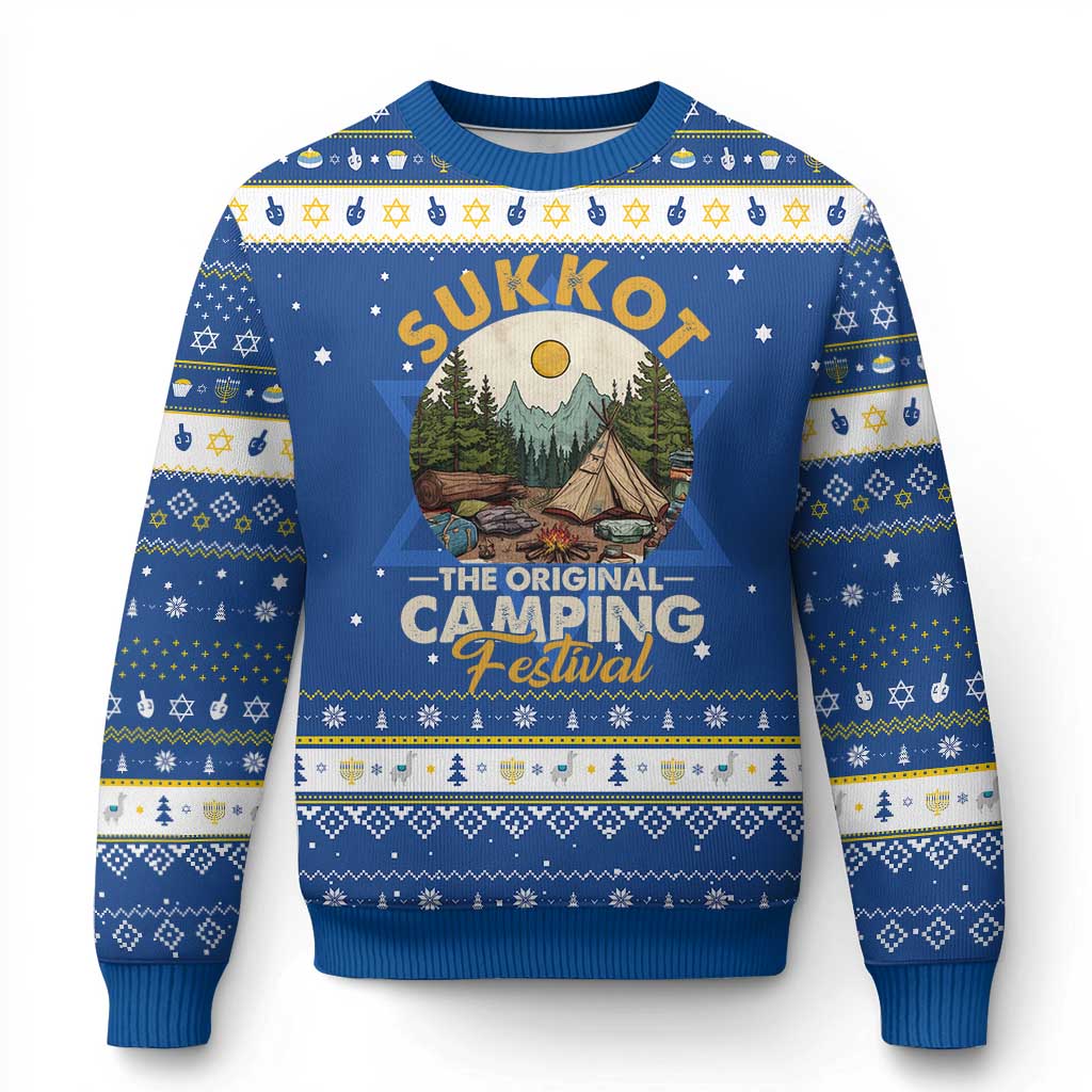 Sukkot Hanukkah Ugly Sweater The Original Camping Festival Vintage Jewish Holiday - Wonder Print Shop