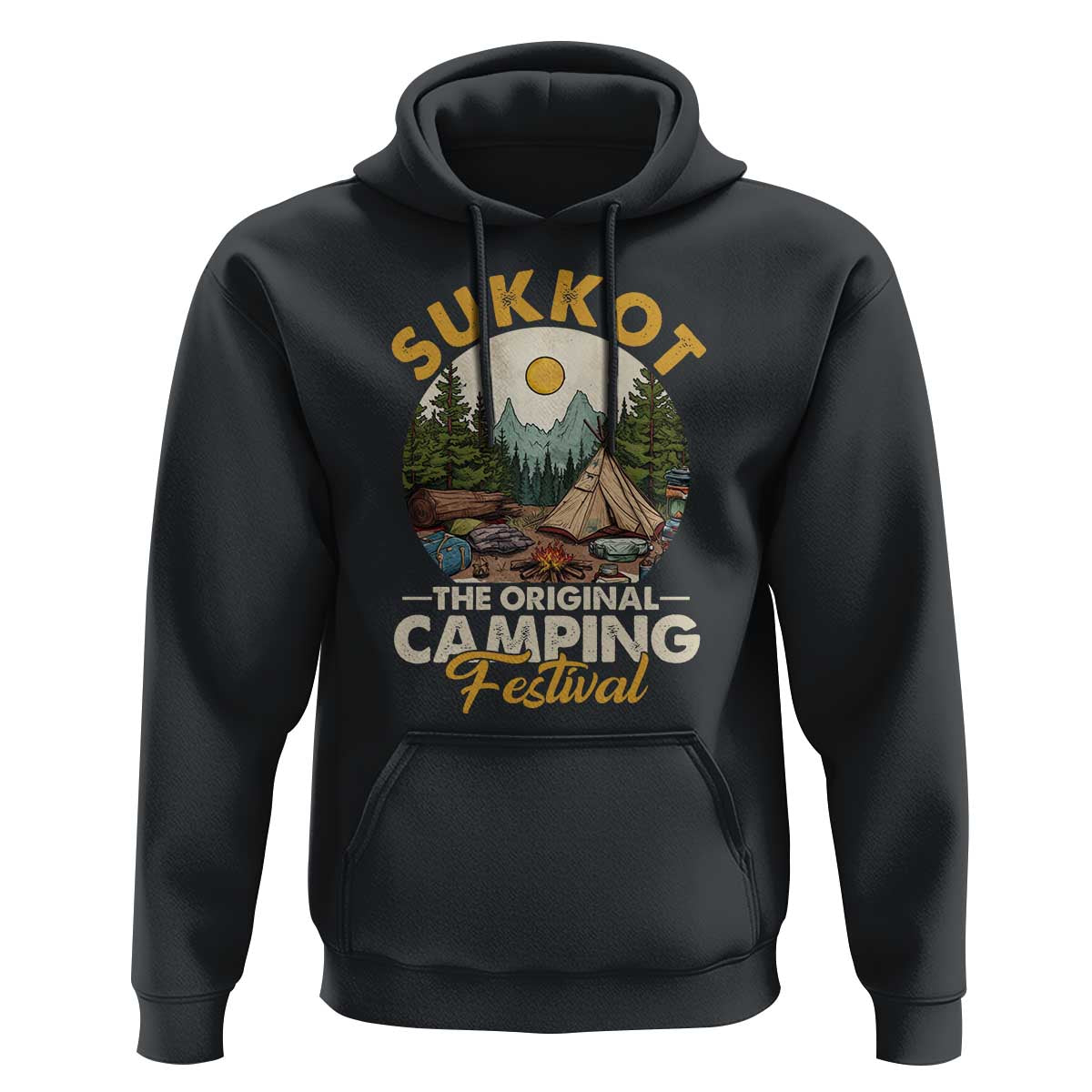 Sukkot Hoodie The Original Camping Festival Vintage Jewish Holiday