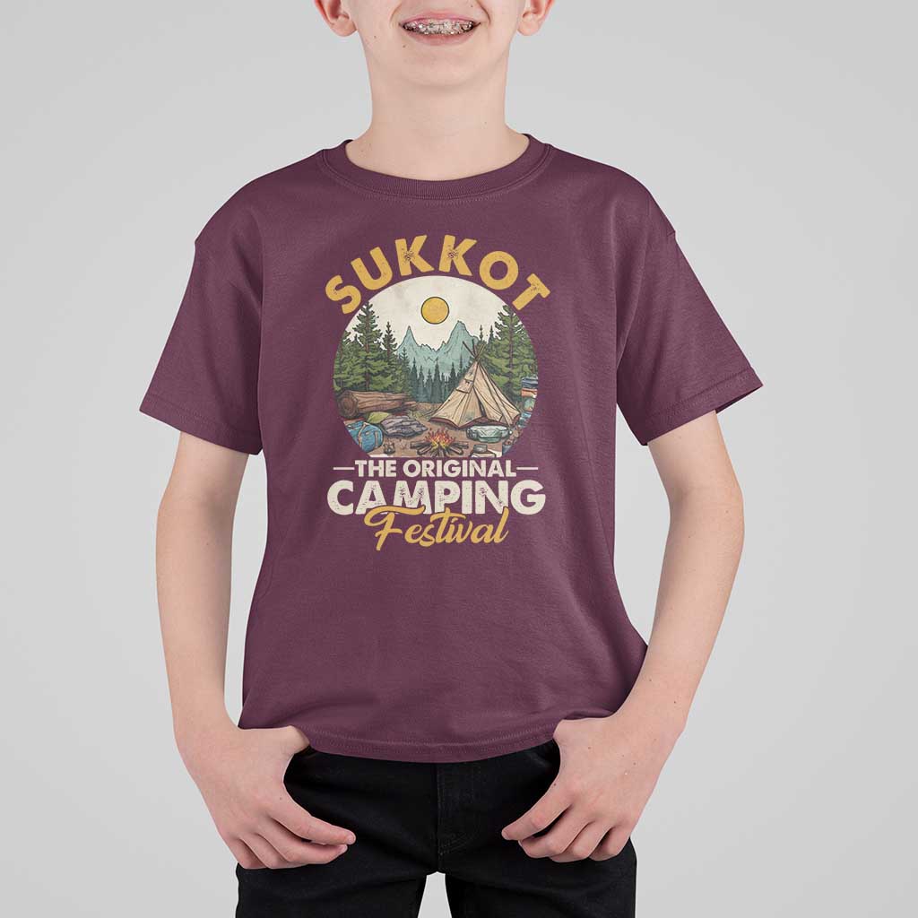 Sukkot T Shirt For Kid The Original Camping Festival Vintage Jewish Holiday - Wonder Print Shop