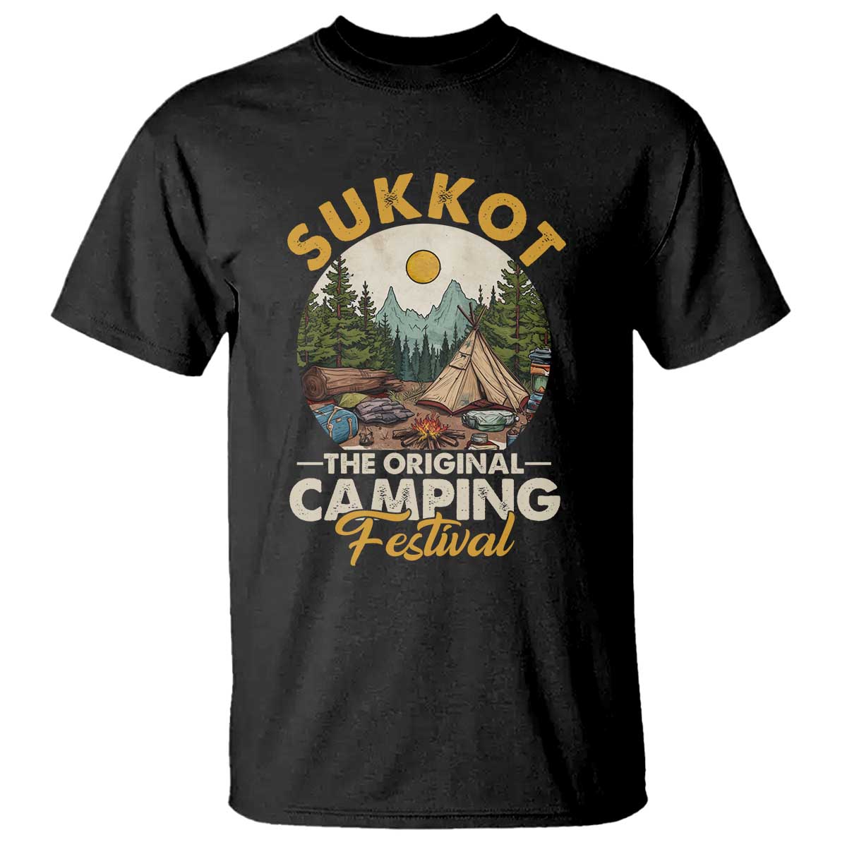 Sukkot T Shirt The Original Camping Festival Vintage Jewish Holiday - Wonder Print Shop