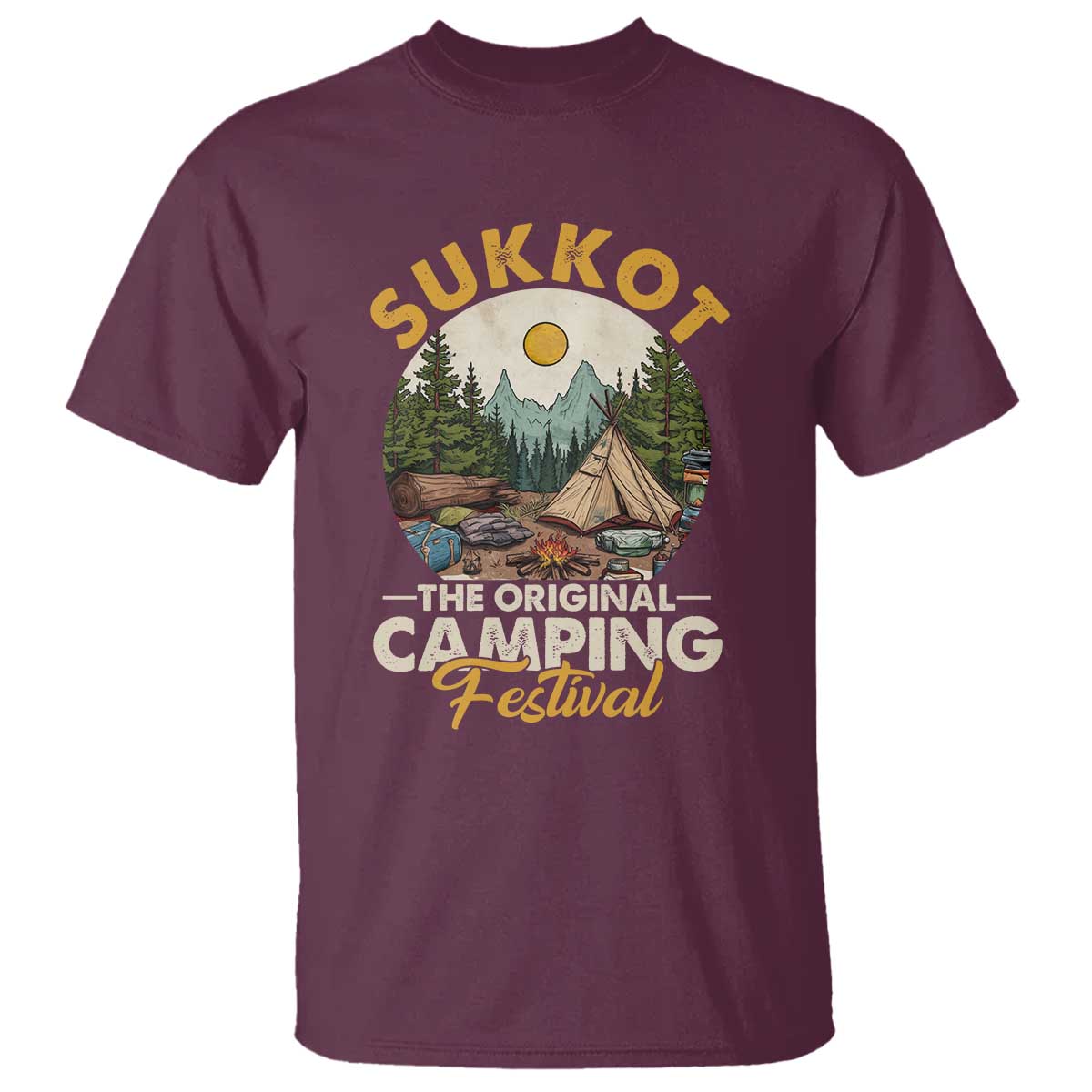 Sukkot T Shirt The Original Camping Festival Vintage Jewish Holiday - Wonder Print Shop