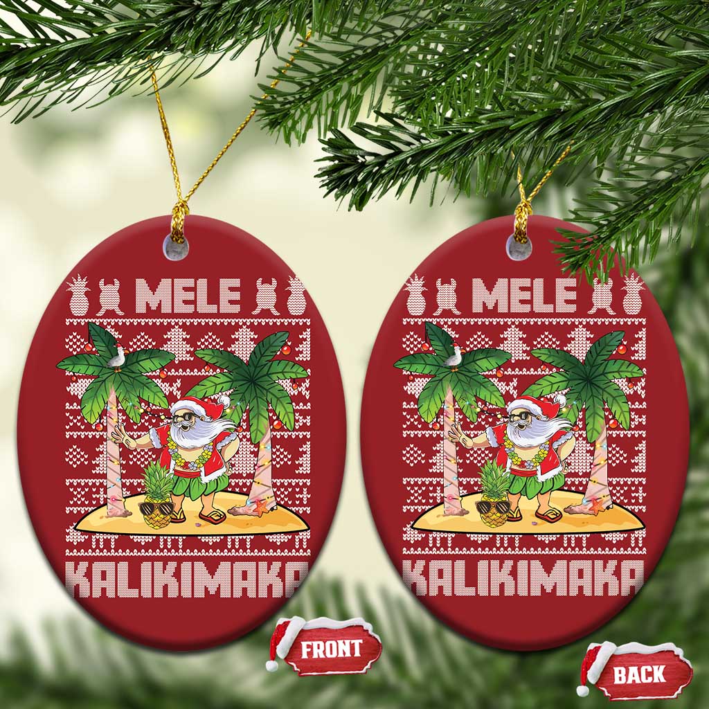 Xmas In Hawaii Christmas Ornament Mele Kalikimaka Santa Hawaiian Christmas Hula Dance - Wonder Print Shop