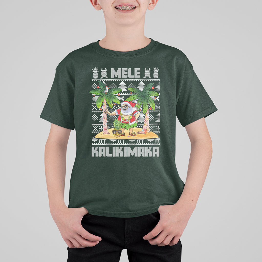 Mele Kalikimaka Santa Hawaiian Christmas Hula Dance T Shirt For Kid - Wonder Print Shop