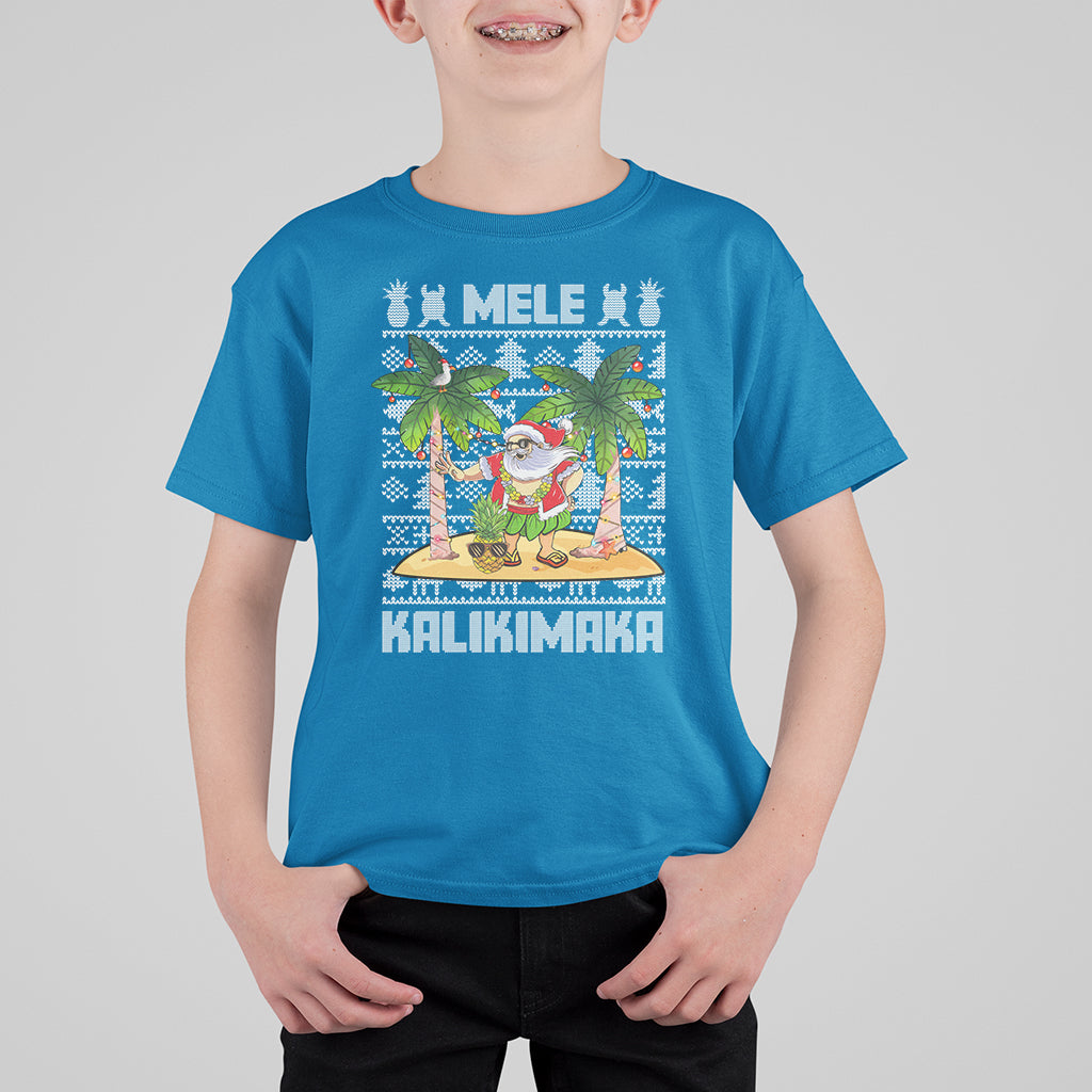 Mele Kalikimaka Santa Hawaiian Christmas Hula Dance T Shirt For Kid - Wonder Print Shop