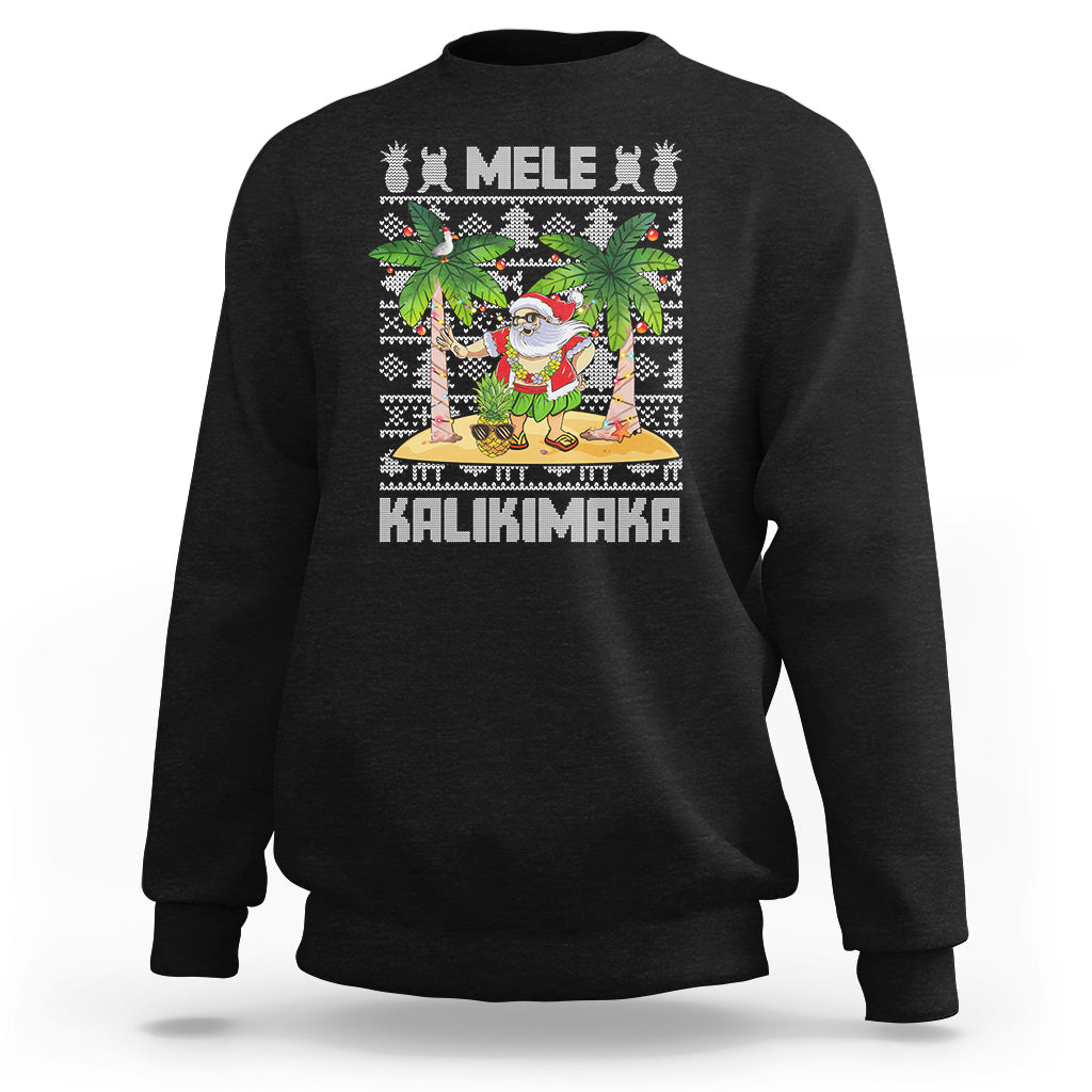 Mele Kalikimaka Santa Hawaiian Christmas Hula Dance Sweatshirt - Wonder Print Shop