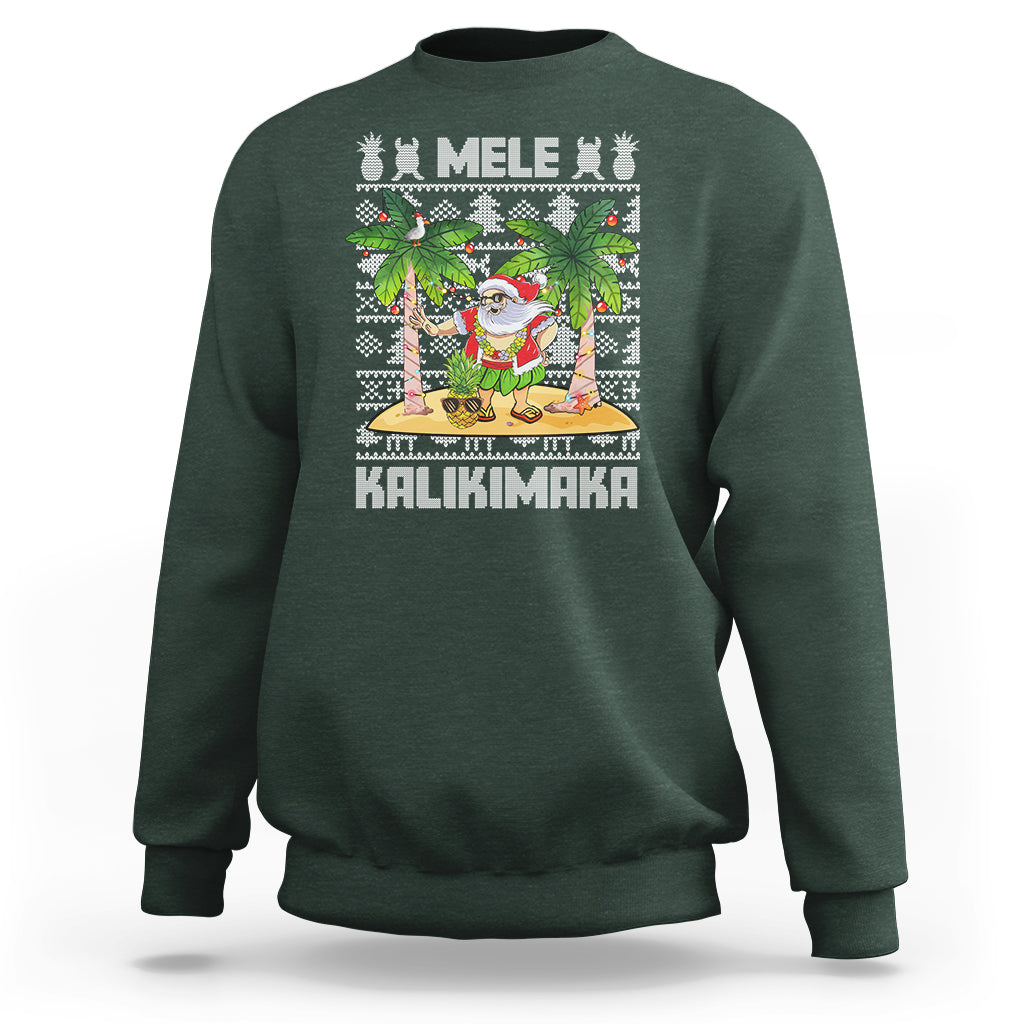 Mele Kalikimaka Santa Hawaiian Christmas Hula Dance Sweatshirt - Wonder Print Shop