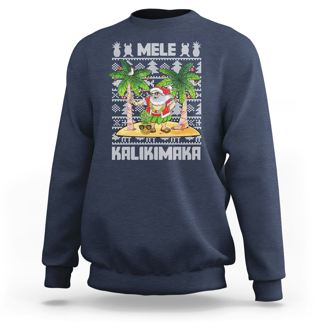 Mele Kalikimaka Santa Hawaiian Christmas Hula Dance Sweatshirt - Wonder Print Shop