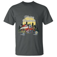 Christmas T Shirt Santa Riding Motorcycle Biker City At Night Holiday - Wonder Print Shop