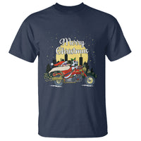 Christmas T Shirt Santa Riding Motorcycle Biker City At Night Holiday - Wonder Print Shop