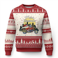 Funny Xmas Riding Ugly Christmas Sweater Santa Riding Motorcycle Biker - Wonder Print Shop