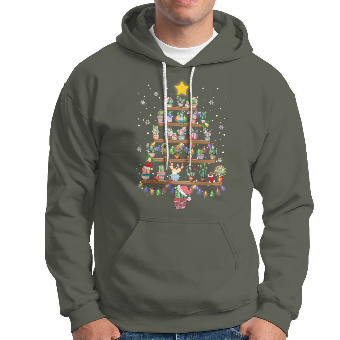 Succulent Christmas Tree Cactus Gardener Hoodie - Wonder Print Shop